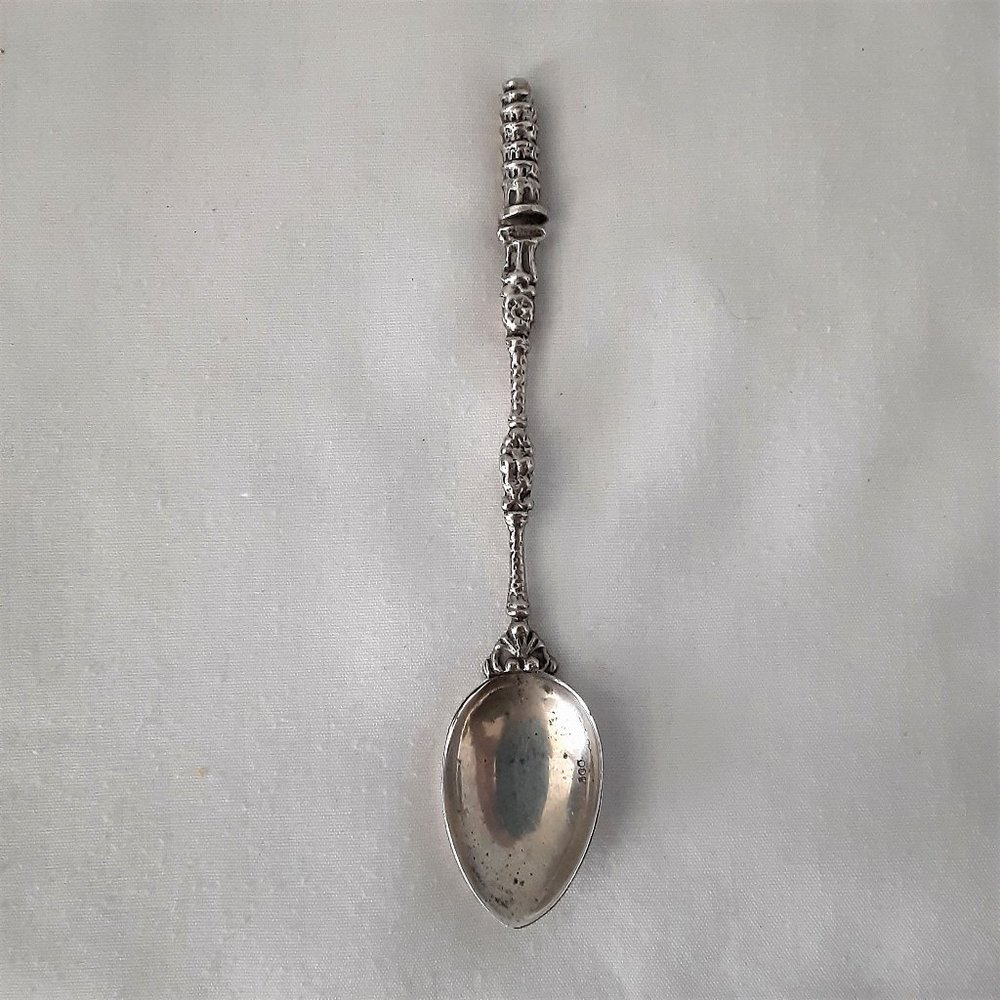 Antique 1800's Leaning Tower of Pisa Collectible Silver Spoon, 800 Hallmark